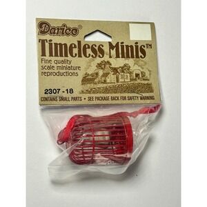Darice Timeless Minis Red Bird Cage Miniature White Bird 2307-18 Dollhouse Craft